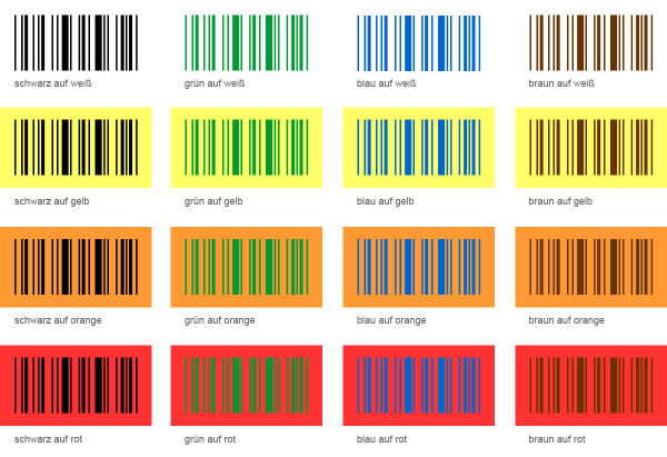 Barcode gute Farbkombinationen neu
