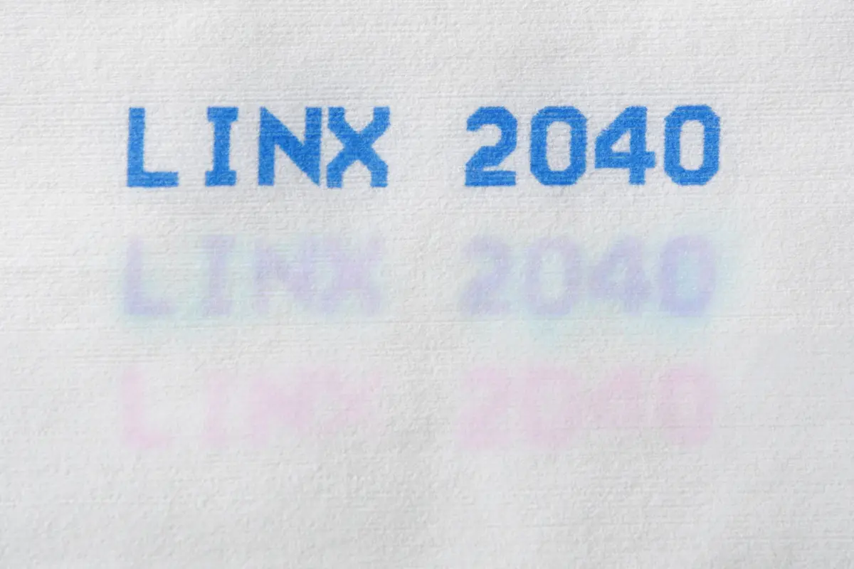 Linx blue wetness indicator ink 2040 detail