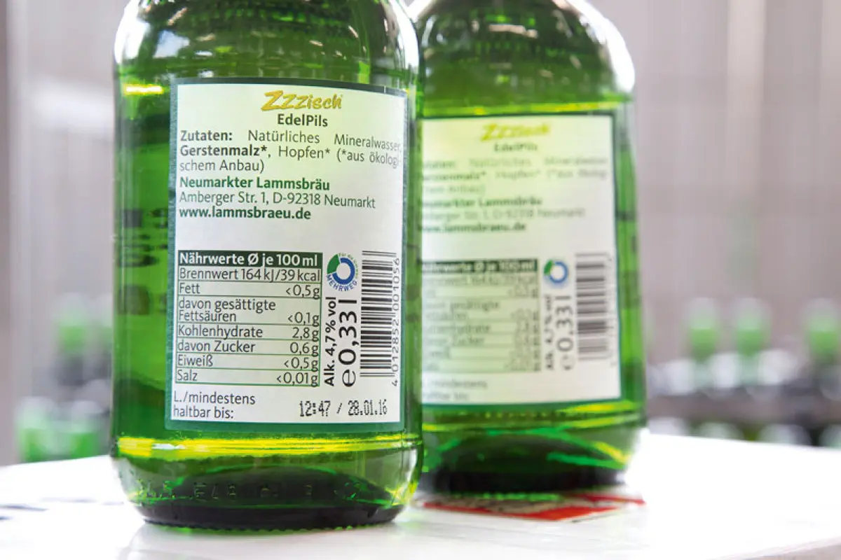 Label on beer bottle