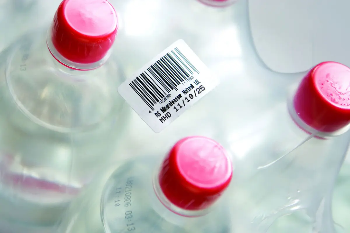 Label on plastic beverage packaging