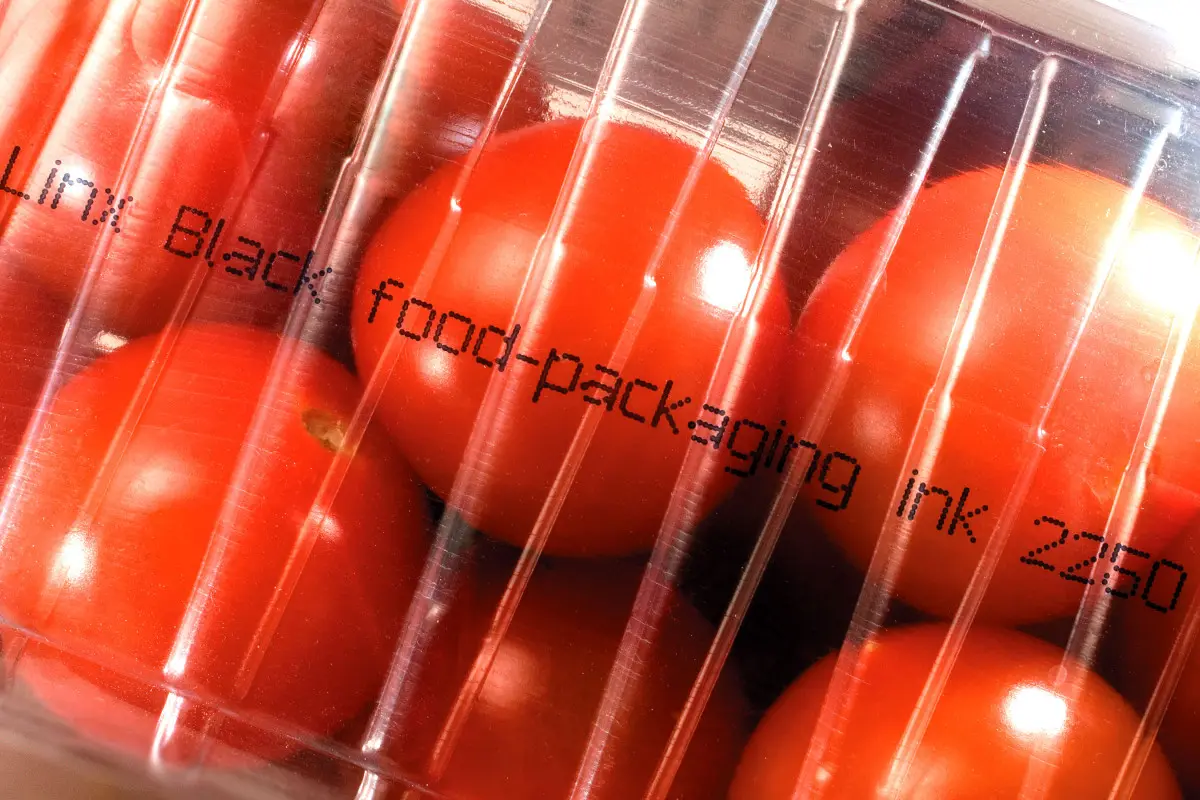 Plastic food packaging marked with inkjet printing
