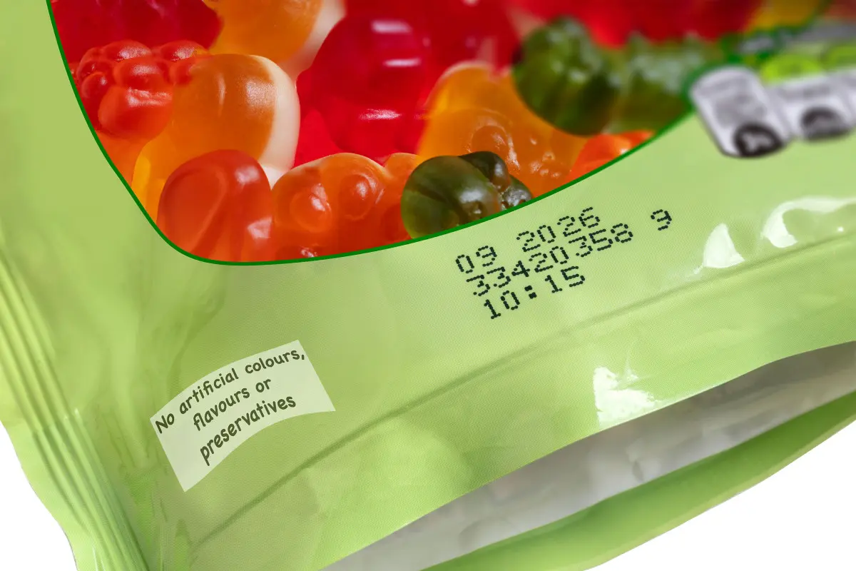 Flexible packaging film marked with inkjet printing