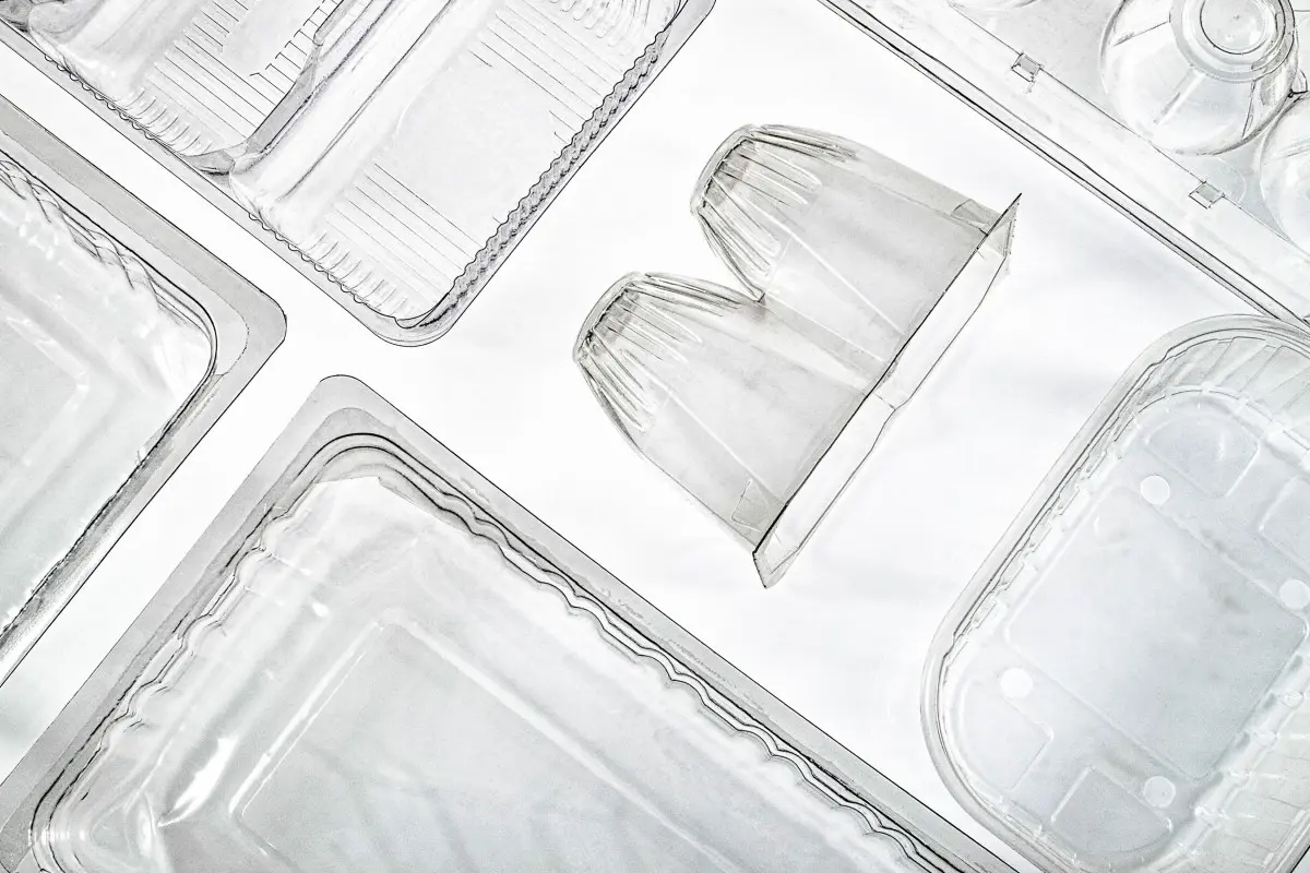 Transparent plastic containers ready to be labelled or marked
